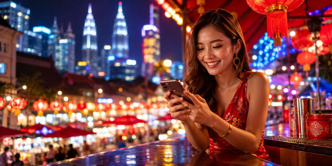 Pengguna Kuala Lumpur menggunakan telefon pintar untuk bermain kasino dalam talian dengan antara muka bersih